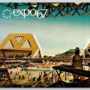 1960s Expo67 Montreal Man Theme Pavilions Official Vintage Unposted Postcard